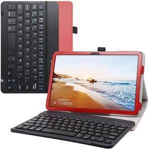 LiuShan Compatible with TCL Tab 10 5G Keyboard Case,Detachable Keyboard Standing PU Leather Cover for 10.1" TCL Tab 10 5G TCL-9183W Metro by T-Mobile Tablet(Not Fit TCL Tab Pro 5G TCL-9198S),Red