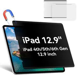 Magnetic Privacy Screen Protector Compatible with iPad Pro 12.9 2018-2022 (6th/5th/4th/3rd Gen), Easy Install Shield Anti Glare Blue Light Spy Filter, Bubble-Free film Black Security Guard