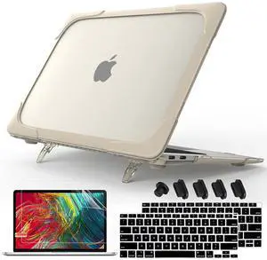 Mektron Heavy Duty Casefor MacBook Air 13 inch 2020 2019 2018 Release Model A2337 M1 A2179 A1932, Shockproof Durable Protective Hard Shell with Fold KickstandKhaki