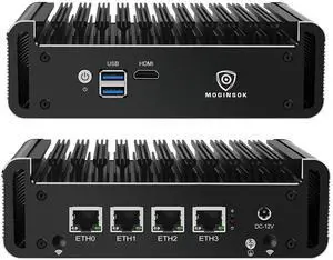 MOGINSOK Firewall Appliance 2.5Gbe Intel Celeron N5095 Quad Core, 4*Intel I225-V LAN Fanless Mini PC 8G DDR4 128G M.2 NVMe Support PFSENSE Router/AES-NI/OPNsense
