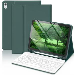 MMK for iPad 10th Generation Case with Keyboard, for iPad 11th (A16, 2025) case with Magnetic Detachable Keyboard, Slim Wireless Folio Cover with Pencil Holder - Dark Green
