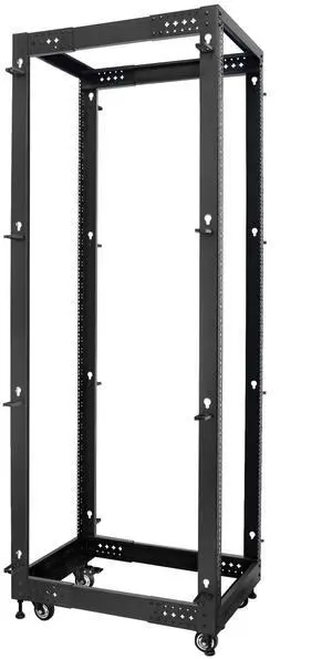 RIVECO 19" Adjustable Depth 42U Server Rack 4 Post Rack with Load-Bearing Casters Support Up to 1700LBS for Networking Equipment Black