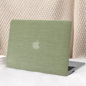Seorsok Compatible with MacBook Air 15 inch Case 2025 2024 2023 Release M4 A3241 M3 A3114 M2 A2941 Touch ID,Elegant Leather Plastic Hard Shell Case with Transparent Keyboard Cover,Green