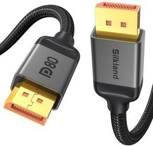 Silkland 80Gbps DisplayPort Cable 2.1 10FT/3M, [16K@60Hz, 8K@240Hz, 4K@540Hz 360Hz 240Hz] DP 2.1 Cable 16K, DP80 HDR DSC Display Port Cord Compatible FreeSync G-Sync Gaming Monitor 5090 7900XTX