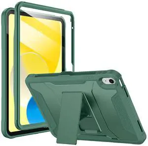 Soke Case for iPad (A16) 11th Generation 11-inch 2025, iPad 10th Generation 10.9-inch 2022, with Built-in Screen Protector and Kickstand, Rugged Full Body Protective Cover - Midnight Green