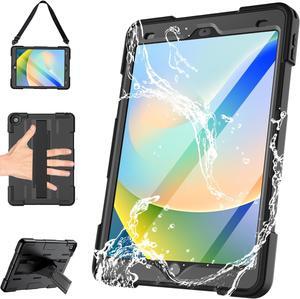 Designed for iPad 9th/ 8th/ 7th Generation 10.2 inch Waterproof Case,IP68 Waterproof, Full Body Rugged Shockproof Dustproof Protective with Screen Protector&Stand&Hand Strap