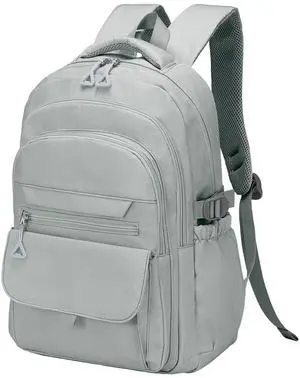 SUIKIHUM Aesthetic Daypack Backpack, Water-Resistant 15.6" Laptop Backpack for Women and Men, Featuring Touch-Fastener and Anti-Theft Pockets (Gray)