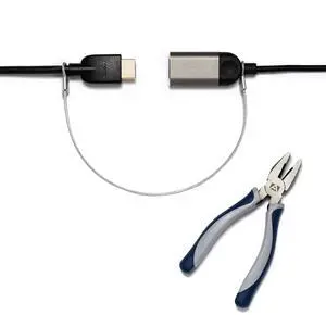 TetherTies Heavy Duty Cable Lock: A Tamper-Resistant, Pre-Assembled Stainless Cable Tether Kit for Computers, Adapters & Dongles - Includes a Free Crimping Tool for Easy Installation (Silver, 5 Pack)