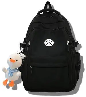 Teclado Kawaii Backpack with Cute Accessories Lightweight Bookbags Laptop Bag Waterproof Casual Travel Daypacks (Black)