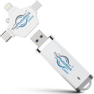 ThePhotoStick(r) Omni 64GB - Secure Photo & Video Backup and Transfer | Digital File Organization | USB & Multiport Connection for Phones, Tablets and Computers | Portable Memory | External Storage