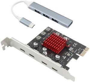 USB C PCIE Adapter Card,PCI Express to 4-Port Type C Internal Expansion Card with 1 to 4 Hub for Desktop PC No Need Additional Power Supply