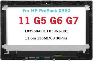 WARWOLFTEAM 11.6inch LCD HD 1366X768 30Pins 60Hz Screen Digitizer Replacement Display Bezel and Touch Controllar Board Assembly Compatible with HP ProBook X360 11 G5 G5-EE L83960-001 L83962-001