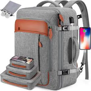 Winilla Travel Backpack, 17Inch Laptop Backpack, Carry-on Approved Bag for Men & Women, Waterproof Luggage with Packing Cubes, Shoe Pocket, Personal Item Size for Flights