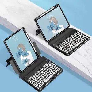 GOOVEN iPad Air5/Air4/Pro11 Magnetic Detachable BT Keyboard - Transparent Back Cover with Vertical Kickstand (Black)