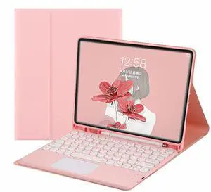 Keyboard Case for Galaxy Tab A9+ A9Plus 11 inch 2023 SM-X210/X215/X216, with Touchpad Magnetic Detachable Bluetooth Keyboard with S Pen Holder Slim Folio Case Kickstand(Pink)