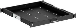 ynVISION.DESIGN 1U Sliding Rack Shelf with Handle for Server Racks - Extendable from 20 to 35 inches - Fits Standard 19 inch x 20 inch 4 Post Rack - Supports 44 lbs, Ideal 1U Rack Drawer