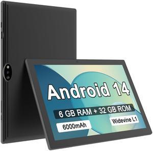YQSAVIOR Tablet Android 14, Tablets 10 inch 8GB RAM+ 32GB ROM+1TB Expandable Tablet PC, 1280 * 800 IPS Screen, Dual Camera, Powerful Processor, 6000mAh Battery, BT, WiFi, Certified Tablet (Black)