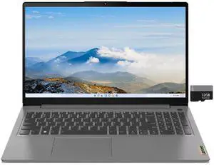 Lenovo ideapad 3i Laptop, 15.6" Full HD Touchscreen Laptop, Intel Core i7-1255U, 16GB RAM, 512GB PCIe NVMe SSD, Windows 11 Home, Grey, Alpacatec 32GB Card