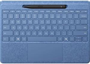 Microsoft Surface Wireless Flex Keyboard with Slim Pen for Surface Pro 11/10/9/8, Wireless Charge Pen Storage, Backlit, Alcantara, up to 10m Connectivity, Magnetic, Mechanical Keys, Copilot, Sapphire