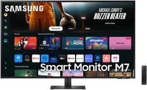 SAMSUNG 43-Inch M7 (M70D) Series 4K UHD Smart Monitor, Speakers, HDR10, USB-C, Multiple Ports, Gaming Hub, SolarCell Remote, Vision Accessibility Tools, LS43DM702UNXGO, 2024, Black