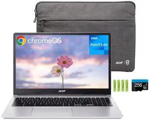 acer Chromebook 315 15.6" HD Laptop for Home & Students, Intel Pentium N6000, 4GB RAM 384GB Storage(128GB eMMC+256GB SD Card), Wi-Fi 6, Numeric Keypad, 2 x Display Port, Type-C, Chrome OS, w/Battery