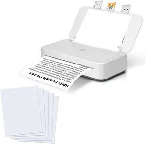 HPRT GT1 Thermal Transfer Inkless Printer for Home Use, Wi-Fi Connection Supports 11''x8.5'' US Letter 300DPI High Resolution Printer (GT1-White) with Premium Glossy Paper(200 Sheets)