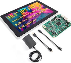 SunFounder Latest 10 Inch DIY Touch Screen for Raspberry Pi 5, IPS HD 1280x800 LCD, HDMI, DC 12V/5A, Output 5V/5A, 10-Point Touch, No Driver, Dual Speakers, 16:10, Compatible with RPi 5/4/3/Zero 2W