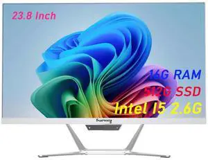 suevery Business All-in-One Desktop PC 24" FHD Screen Intel Core I5(6Cores 12Threads 2.6GHz UP to 4.4GHz) DDR4 16GB 512GB SSD FHD Display WI-FI AIO PreBuilt Gaming Computers