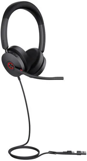 Yealink UH48 ANC USB Headset with Microphone, Active Noise Cancelling Wired Headphones for PC Computer, Works with Zoom Teams and Other Call Platforms, USB-A or USB-C Connectivity, Mute Button