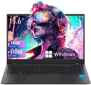 BLUEING 15.6" Laptop Computer, 16GB LPDDR4 RAM 512GB SSD, Intel UHD Graphics, Intel Celeron N5095, 1080P FHD IPS Display, Fingerprint, Backlit KB, Wi-Fi 5, BT5.0, Windows 11 Laptop for Business Office