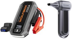 WOLFBOX MF100 Electric Air Duster-150000RPM Super Power 2000A Jump Starter,12000mAh Battery 2000A Jump Starter,12000mAh Battery Jumper Starter Portable with 30W Quick Charge
