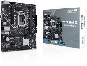 ASUS Prime H610M-K D4 Intel H610 (LGA 1700) mic-ATX Motherboard with DDR4, PCIe 4.0, M.2 Slot, Realtek 1 Gb Ethernet, HDMI, D-Sub,USB 3.2 Gen 1 Ports, SATA 6 Gbps, COM Header, RGB Header