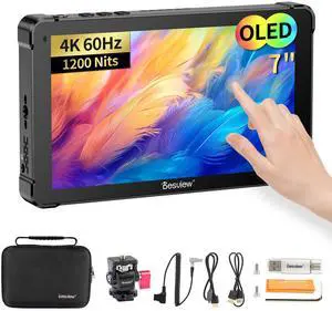 Desview OL7 Camera Field Monitor 7 inch OLED Touch Screen Camera Monitor with 3D LUT HDR Waveform Video Peaking Focus Assist 4K HDMI Input Output for DSLR