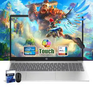 HP 15.6" Touchscreen Laptop | 12th Gen Intel i5-1235U (Beats i7-8700) | 32GB RAM | 2TB SSD | Iris Xe Graphics | Win 11 Pro | Fast Charge | Silver | W/Mouse (32GB RAM | 2TB PCIe SSD)