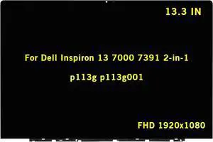 GBOLE 13.3" Replacement for Dell Inspiron 13 7000 7391 2-in-1 p113g p113g001 LCD Display FHD 1920x1080 IPS Touch Screen Assembly Digitizer Bezel with Touch Control