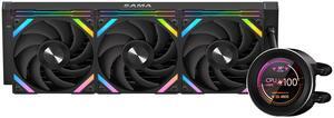 SAMA Q60 CPU AIO Water Cooler, FDB Bearings 4pin PWM Quiet Fans, Efficient PWM-Controlled Pump, Customizable 2.8" Circular LCD Display for Images, LGA 1366/115X/2011/1200/1700/1851, AM4/AM5, Black