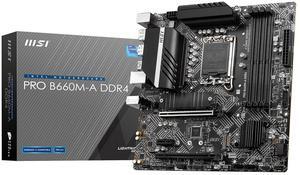 MSI PRO B660M-A DDR4 Motherboard (mATX, 12th Gen Intel Core, LGA 1700 Socket, DDR4, PCIe 4, 2.5G LAN, M.2 Slots, USB 3.2)