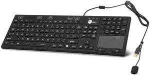 SIIG Wired Silicone Washable USB-A Keyboard with Touchpad, 110-key Layout, Industrial & Medical Grade, Dustproof, IP68 Compliant, 5 Levels Brightness, Silent & Quiet, Windows, Mac (JK-US0W11-S1)