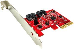 Ableconn PEX-SA151 SATA III 2-Port PCIe x2 Card (ASMedia ASM1062R Controller) - Support RAID 0 / 1 / Span/Non-RAID