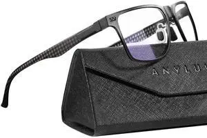 ANYLUV Al-Mg Metal Blue Light Glasses + Carbon Fiber Temple Glasses