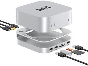 Mac Mini Hub: 10 in 1 Aluminum Stand & Dock for Mac Mini M4 Pro with M.2 NVMe SSD Enclosure, 4K60hz HDMI, 10Gbps USB-A*2, SD/TF Card Readers, USB 2.0