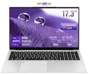 BINTEC 17.3 inch Laptop Computer,Celeron N5095 (Up to 2.9 GHz) Processor, 16GB RAM DDR4 512G SSD, Large FHD IPS Display,Wi-Fi, HDMI, Webcam, Backlit Keyboard,Windows 11 Silver Laptop (16G+512G SSD)