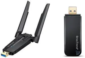 BrosTrend AXE5400 WiFi 6E USB Adapter, Tri-Band Long Range USB WiFi Adapter for Desktop PC Laptop 6GHz for Windows 11/10 + 1200Mbps USB WiFi Network Adapter Dual Band 5GHz 2.4GHz for Windows 11/10/8/7