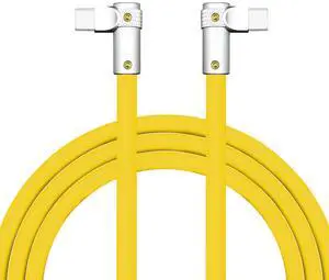 chubbycable FlexElbow Pro - 90 Degree Design 240W Fast Charge Cable Ultra-Thick Silicone Right Angle USB C Cable Phone Tablets Charging Cord, Yellow, Double Elbow Type C to Type C, 16.4FT