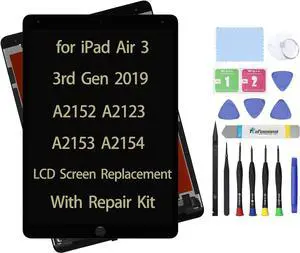 10.5" LCD Screen Replacement Compatible with iPad Air 3 3rd Gen 2019 A2123 A2152 A2153 A2154 Display LCD Assembly + Glass Touch Digitizer + Repair Kit (Black)