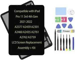 Daplinno 11" LCD Screen Replacement Compatible with iPad Pro 11 2021 3rd 4th Gen A2377 A2459 A2301 A2460 2022 A2435 A2761 A2762 A2759 OLED Display Assembly Touch Digitizer Repair Kit