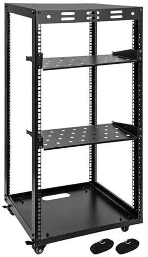 Eastrexon 20U Server Rack w/ 2 Racks, Versatile Open Frame IT Rack - Wall-Mount, Rotate and Push w/Ease, AV Rack w/Top & Bottom Panels, Hook and Loop Straps for 19" Stereo/Data/IT/Computer Equipment