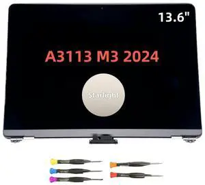 New LCD for MacBook Air Retina 2024 M3 A3113 EMC 8611 MRXP3 MRXR3 MRXU3 MRXN3 MRXQ3 MRXT3 MRXV3 13.6inch 2560x1664 Full LCD Screen Display Assembly Starlight