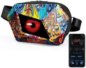 Gelrova Loy Devil Eye LED Fanny Bag, LED Display Screen DIY, Outdoor Fashion Travel Sling Bag, Graffiti
