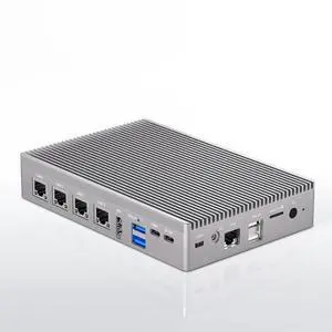 HEIGAOLAPC Fanless Mini PC, Micro Firewall Appliance 12th N100(3.4 GHz) 8GB RAM 128GB eMMC, Type-C Mini Computer, Mini Server, 4 LAN 2.5GbE Dual Display 4K 60Hz, WiFi BT 5.2 for Business Home Office